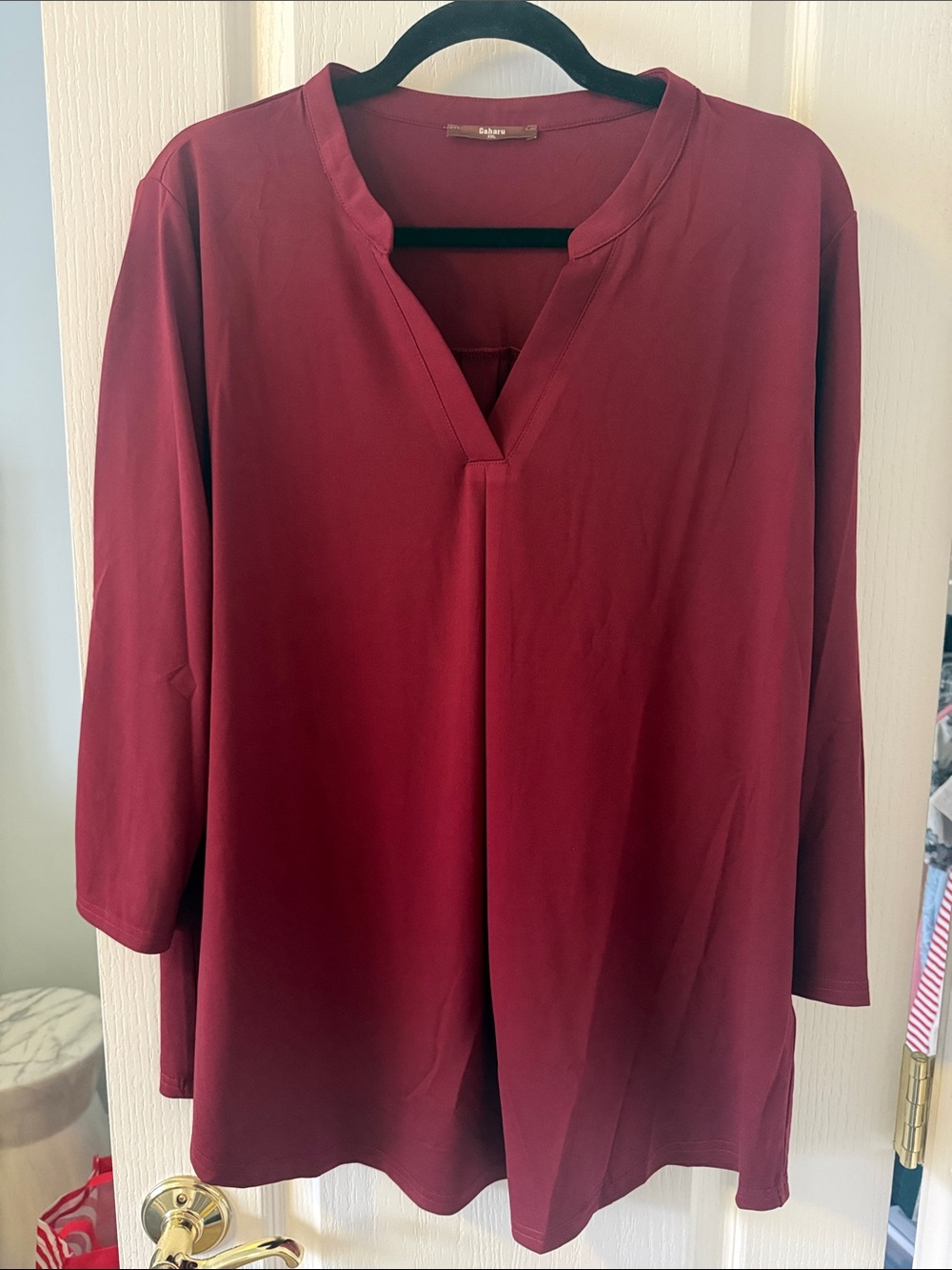 Gaharu Deep Wine Split V-Neck Tunic